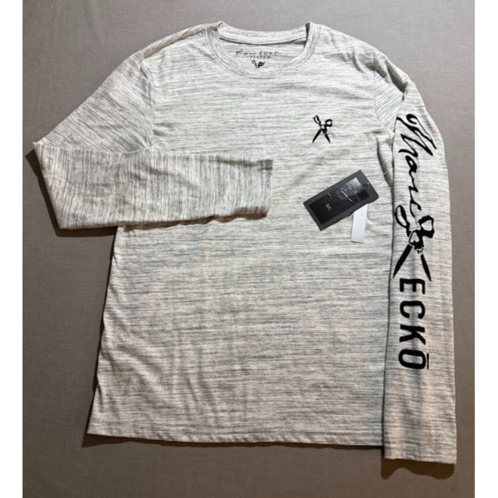 Marc Ecko Cut & Sew Shirt Adult Small Gray Long Sleeve Pullover Tee Mens